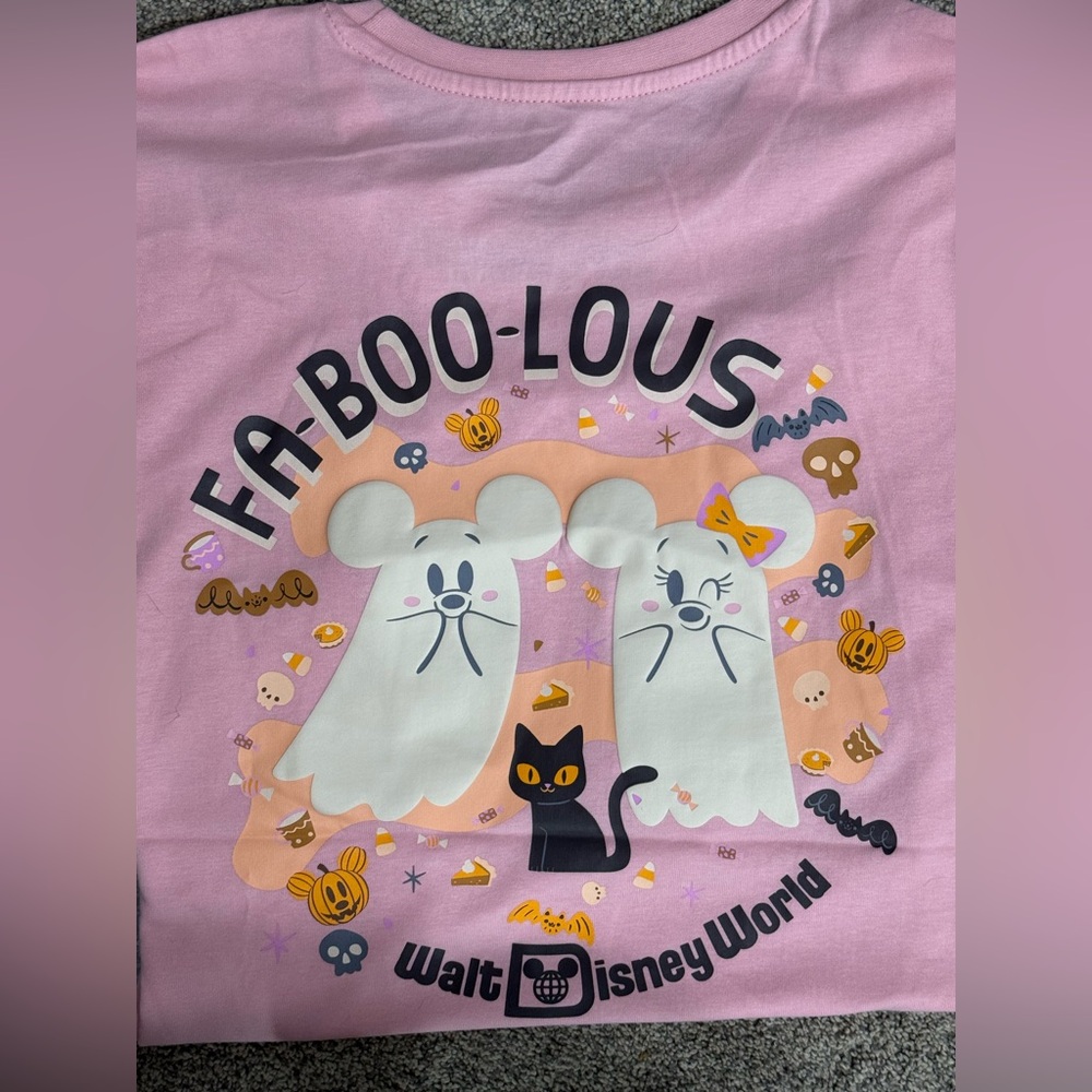 Disney World Mickey and Minnie Cutie Pink Ghost T-ShirtL NWT